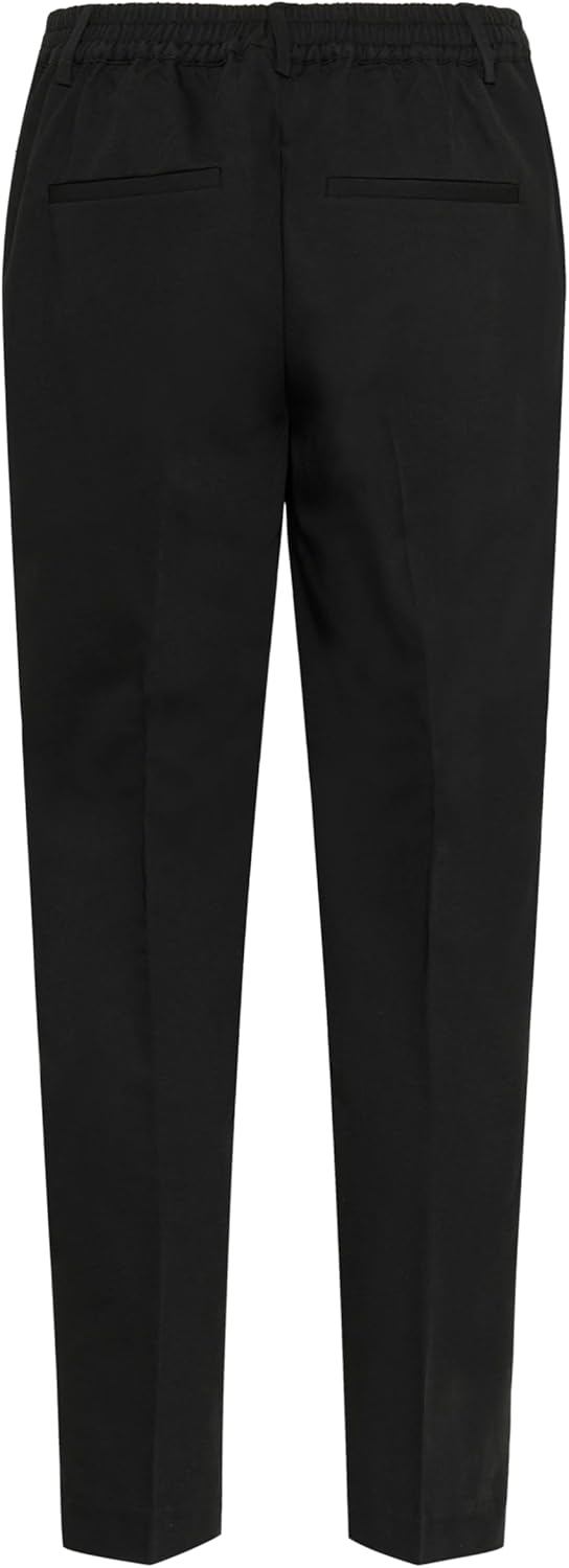 KAFFE Damen Women's Trousers High-Waisted Elastic Waistband Cropped Length Regular Fit Pants 38 Blac