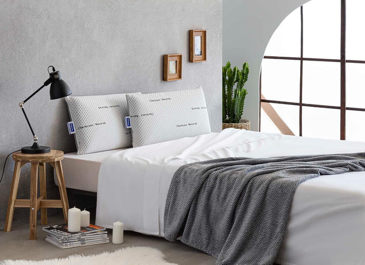 Todocama Viskoelastisches Kopfkissen, natürlicher Kohlenstoff Pack de 2 unidades - 70 cm, Pack de 2
