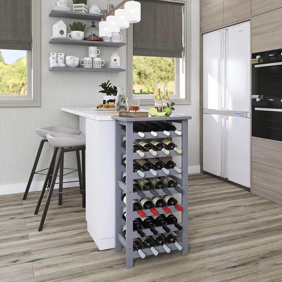 SMIBUY Weinregal aus Bambus, für 28 Flaschen, 7 Etagen, freistehend, für Küche, Speisekammer, Keller