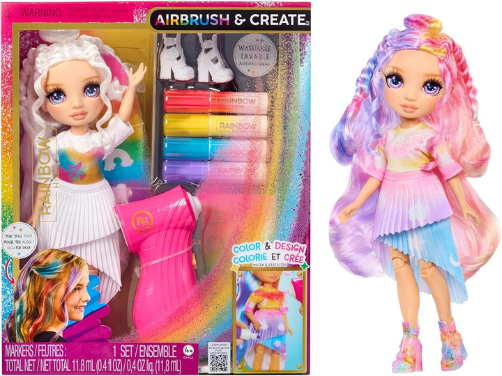 Rainbow High Air Brush &amp; Create - 1 DIY Modepuppe mit Airbrush Market Kit, Abwaschbaren Regenbogen-F