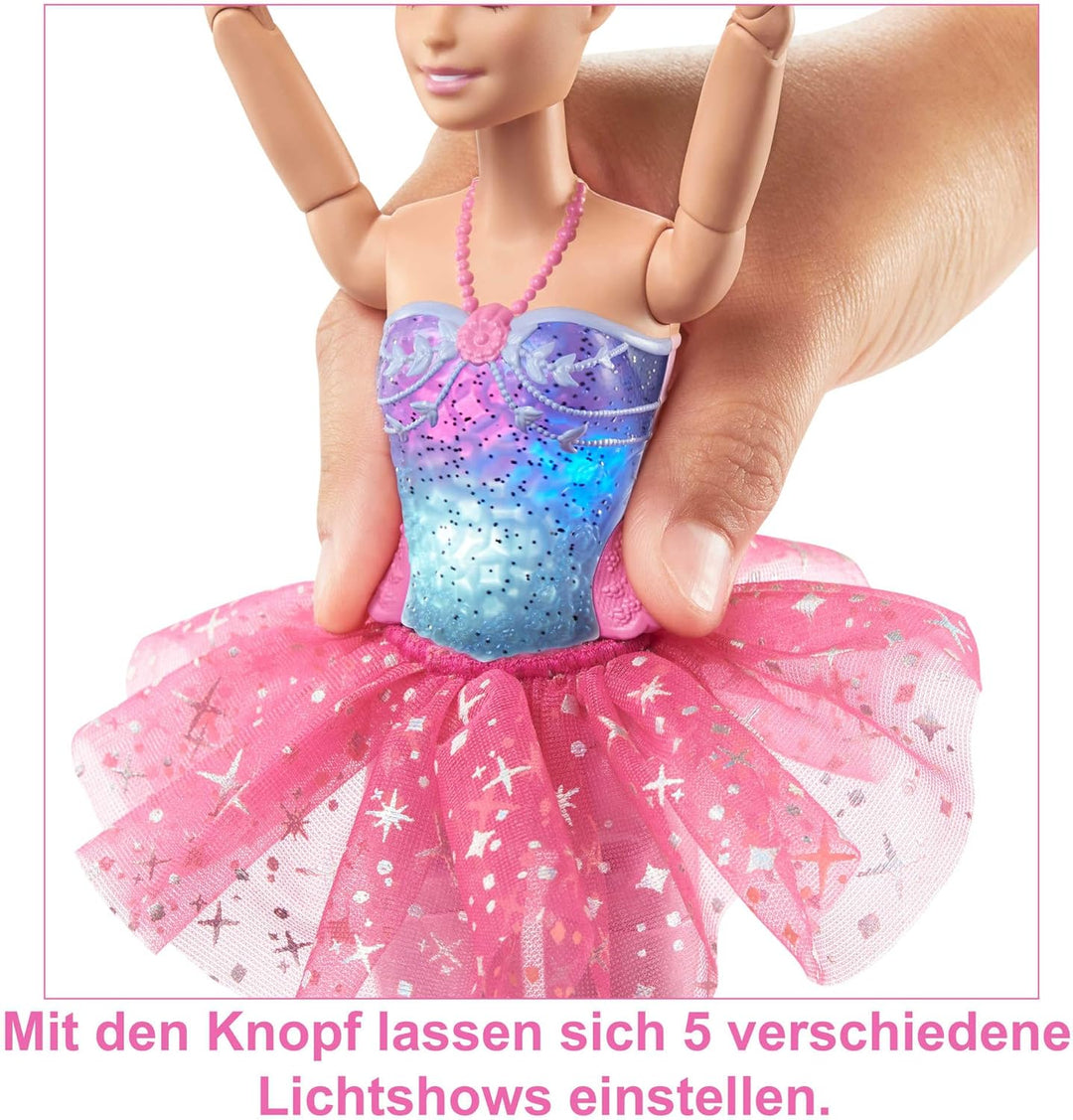 Barbie-Puppe | Magische Ballerinapuppe | Blond | Zauberlicht | Diadem und pinkes Tutu | Ballett | Be