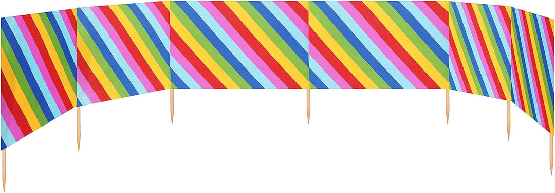 Ladeheid Windschutz Strand Sichtschutz mit Holzstab praktisches Strand Zubehör LAEX001 10 m Bunte St