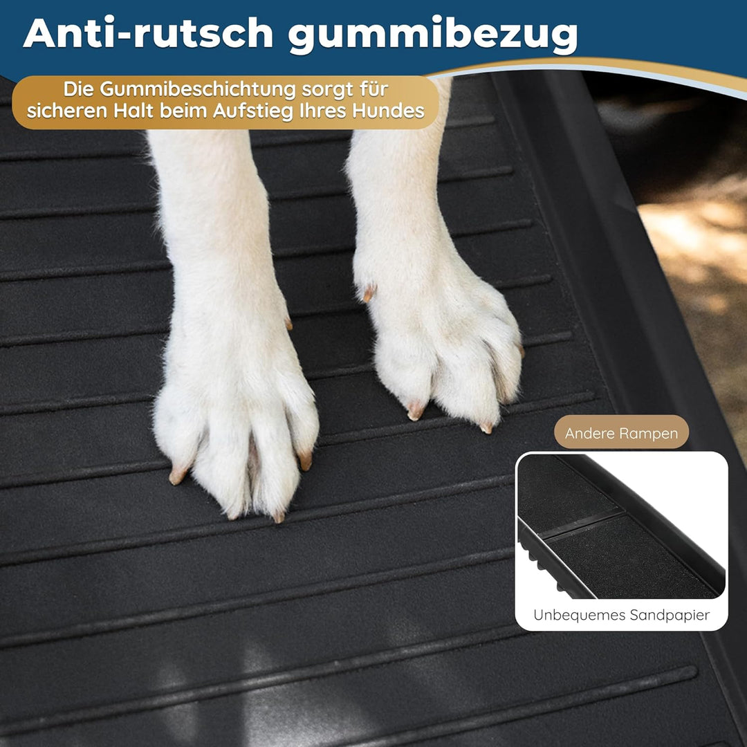 Hunderampe Auto Klappbar – 174 cm Lang & 38 cm Breit – rutschfeste Gummi Rampe für grosse Hunde – St