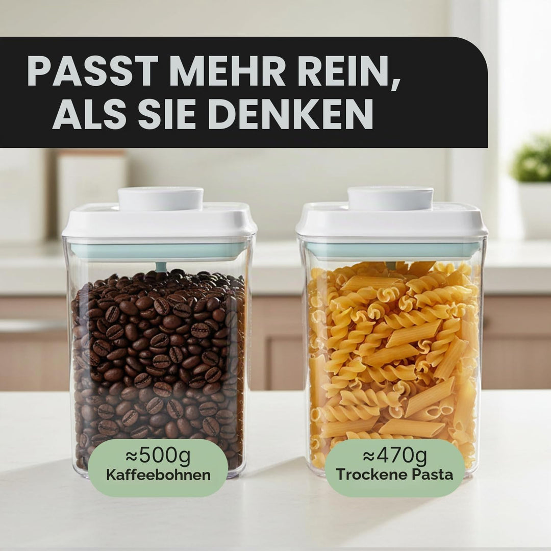 iChewie - BopTop (2er-Set) Luftdichter Lebensmittel-Lagerbehälter - Mechanischer Silikondichtungskan