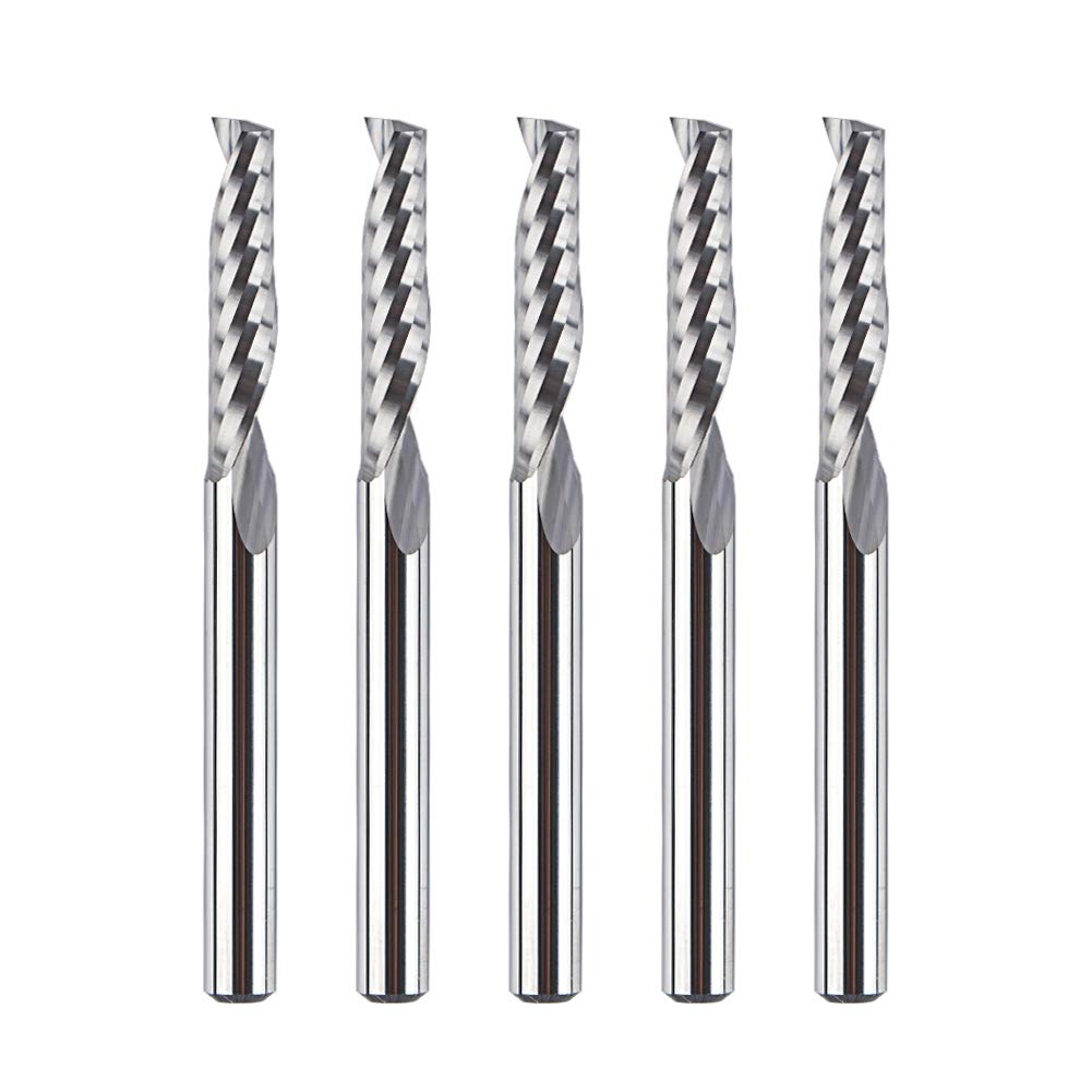 SpeTool 5 Stück Alu Fräser 3,175 mm (1/8") Schaft CNC Holz VHM 15mm Schnittlänge Schaftfräser für Al