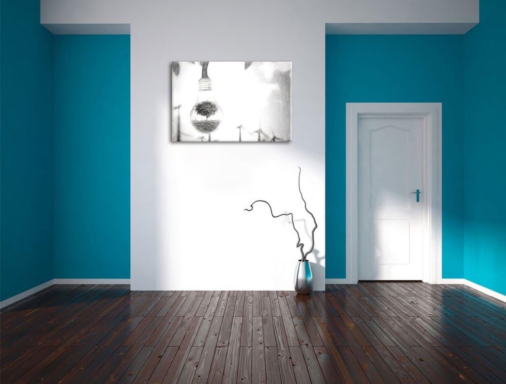 Pixxprint Light Bulb Alternative Energy Concept Kohle Zeichnung Effekt, Format: 100x70 auf Leinwand,