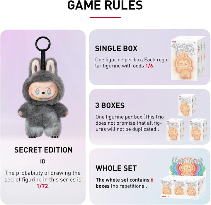 POP MART The Monsters Big into Energy Series-Vinyl Plush Pendant Anime Actionfiguren Sammelfiguren S