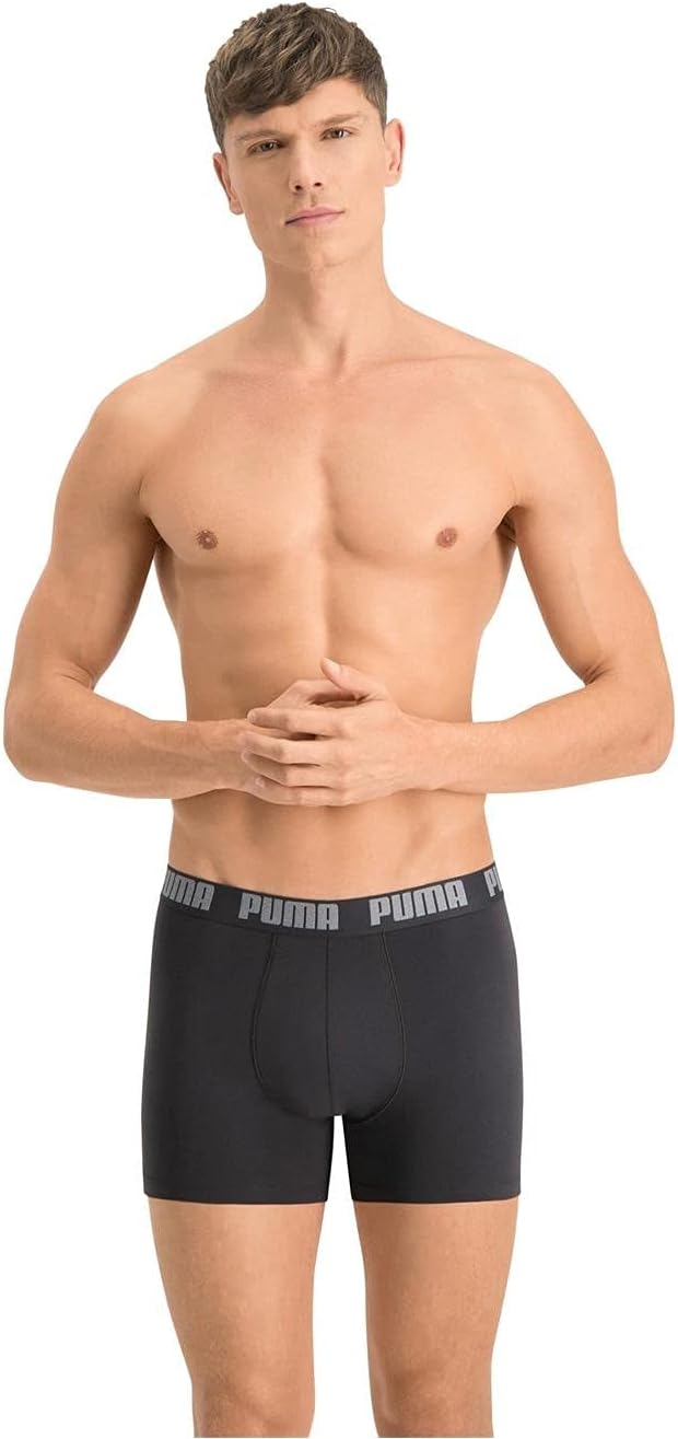 PUMA Herren Basic Boxer Boxer Briefs (2er Pack) S 691 - Dark Grey Melange / Black, S 691 - Dark Grey