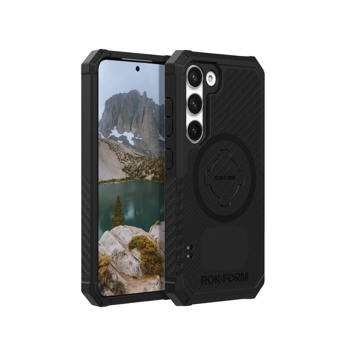 Rokform Galaxy S23 Hülle, Rugged Series, magnetische Hülle mit Drehverschluss, sturzgeprüfte Rüstung