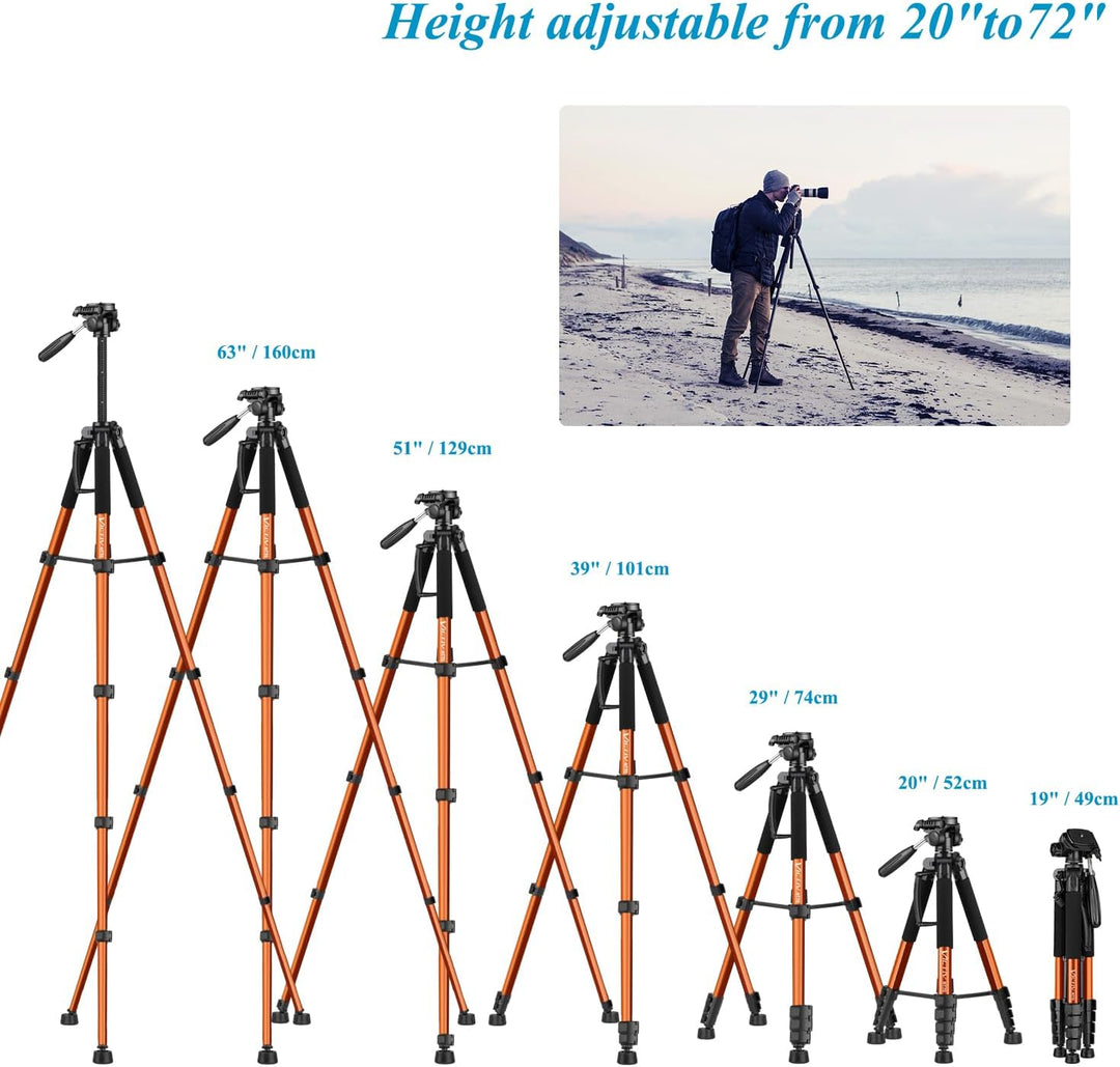 Victiv 182 cm Aluminium Kamera Stativ, Leichtes und Kompaktes Reisestativ für DSLR mit 3-Wege-Schwen