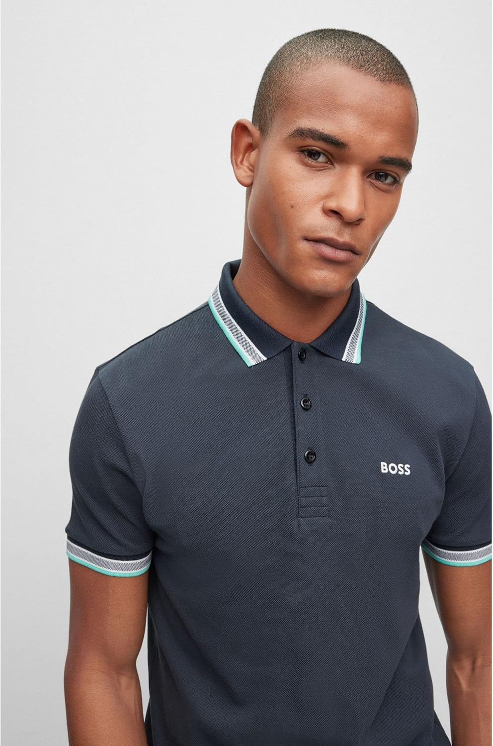 BOSS Herren Paddy Poloshirt aus Bio-Baumwolle mit Logo Dunkelblau L