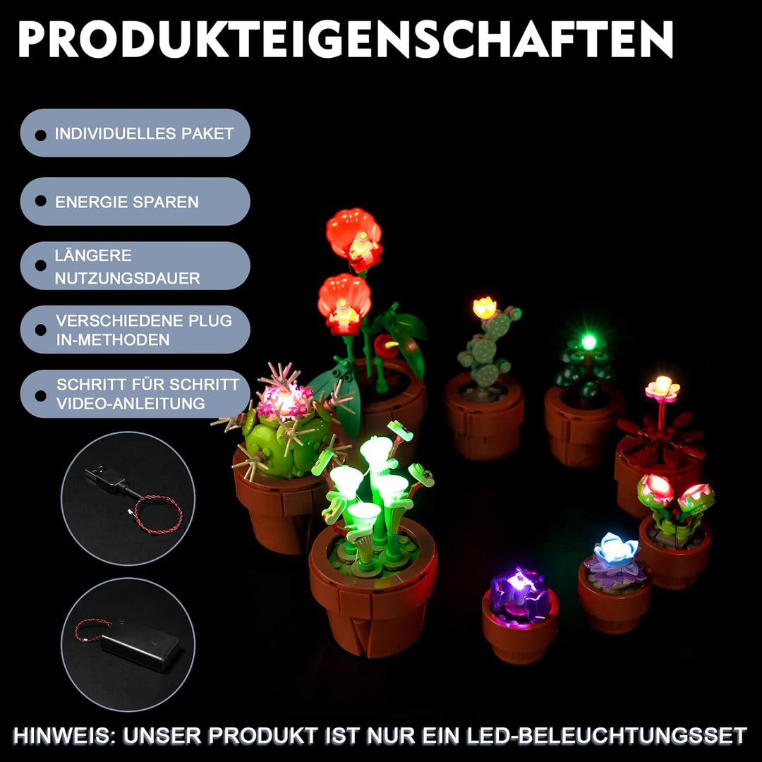 Led Licht Set für Lego 10329 Icons Mini Pflanzen (Kein Lego), Dekorationsbeleuchtungsset für Lego Ti