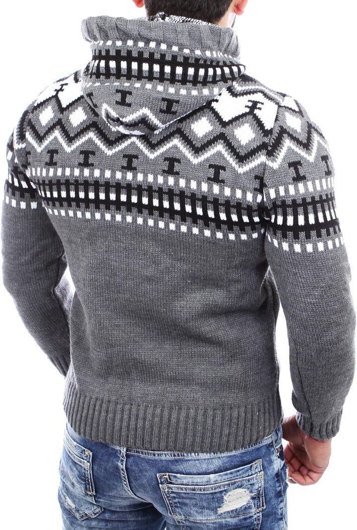Reslad Norweger Pullover Herren Winterpullover Kapuzenpullover | Strickpullover für Männer RS-3013 S