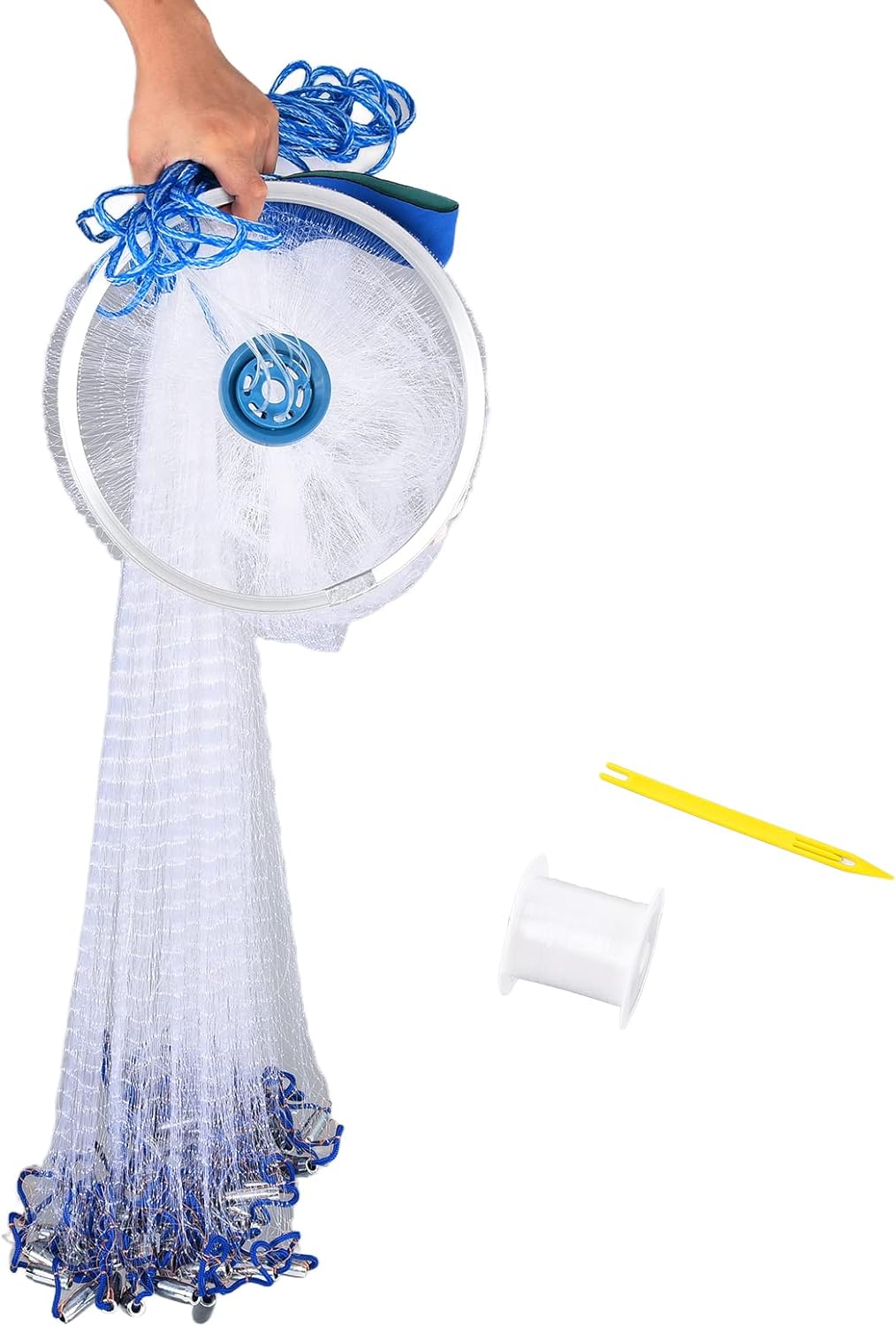 Wurfnetz Zum Fischen, Tragbares Fischernetz, Nylon Mesh Fischnetz zum Fangen von Angelnetz Angelzube