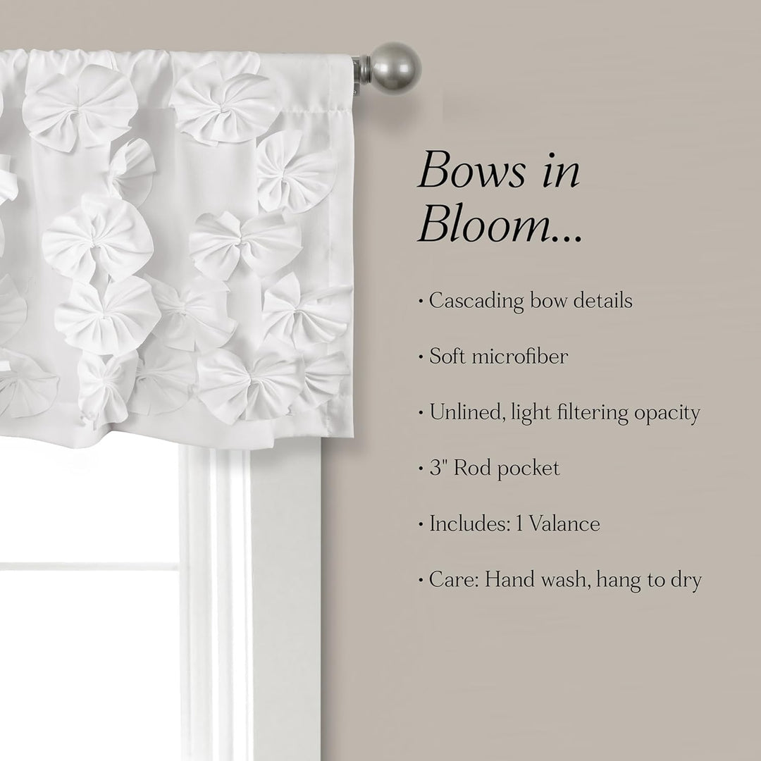 Lush Decor Riley Fenstervorhang, 1 Stück, Polyester, Weiss/opulenter Garten, Valance Weiss/Opulenter