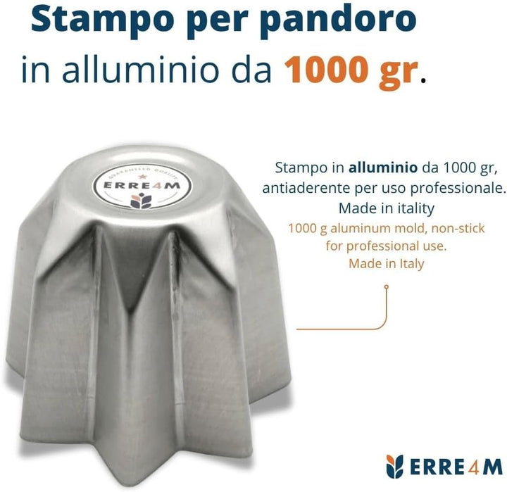 Erretre srl Antihaftform für Pandoro Professional Aluminium (1000 g) 1000 GR, 1000 GR
