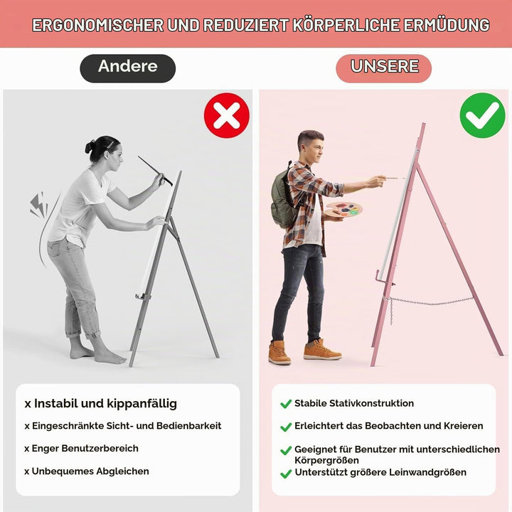 Staffeleiständer Rose, Staffelei für Schilder in Roségold mit verstellbarer Kette, höhenverstellbare