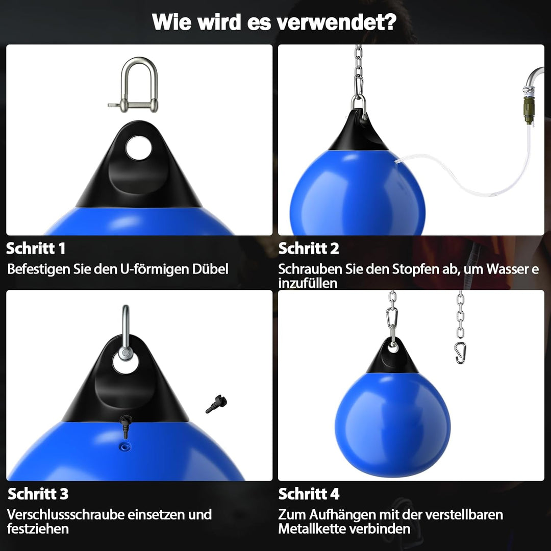 GYMAX Wasserboxsack Ø45cm, Boxing Punching Bag mit Wasser füllbar, hängendes Punchingsack, Schwerer