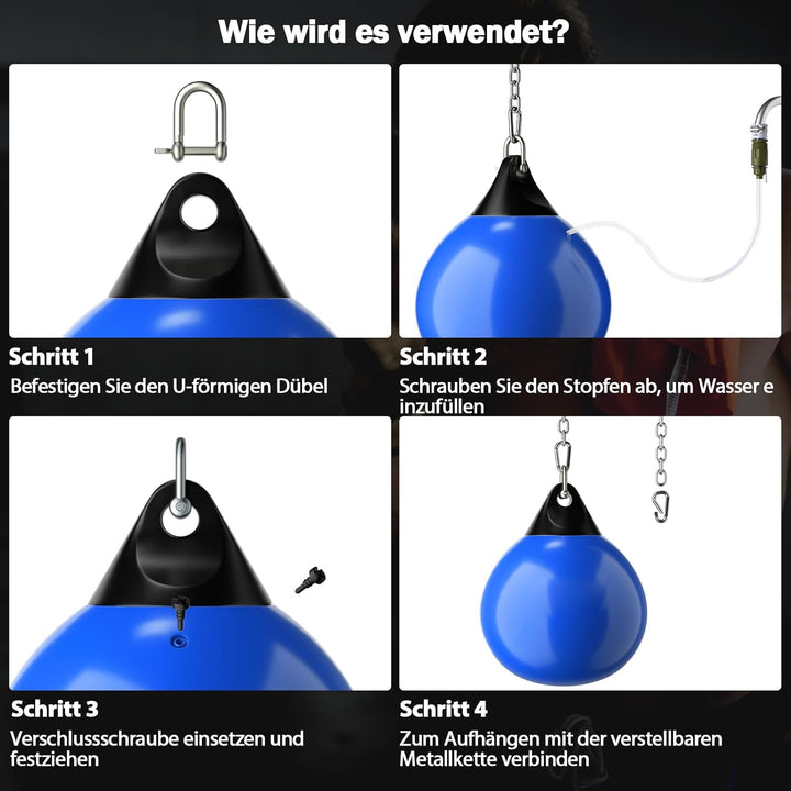 GYMAX Wasserboxsack Ø45cm, Boxing Punching Bag mit Wasser füllbar, hängendes Punchingsack, Schwerer