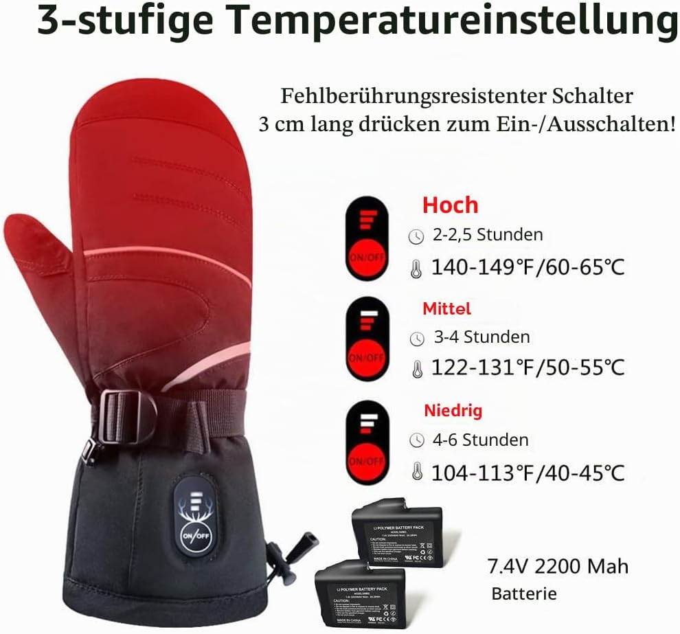 BARCHI Beheizte Fäustlinge für Männer und Frauen,Elektrisch Beheizte Fäustlinge,Wiederaufladbare Han