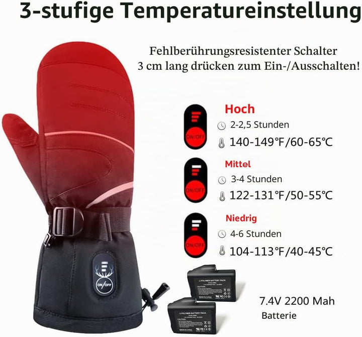 BARCHI Beheizte Fäustlinge für Männer und Frauen,Elektrisch Beheizte Fäustlinge,Wiederaufladbare Han