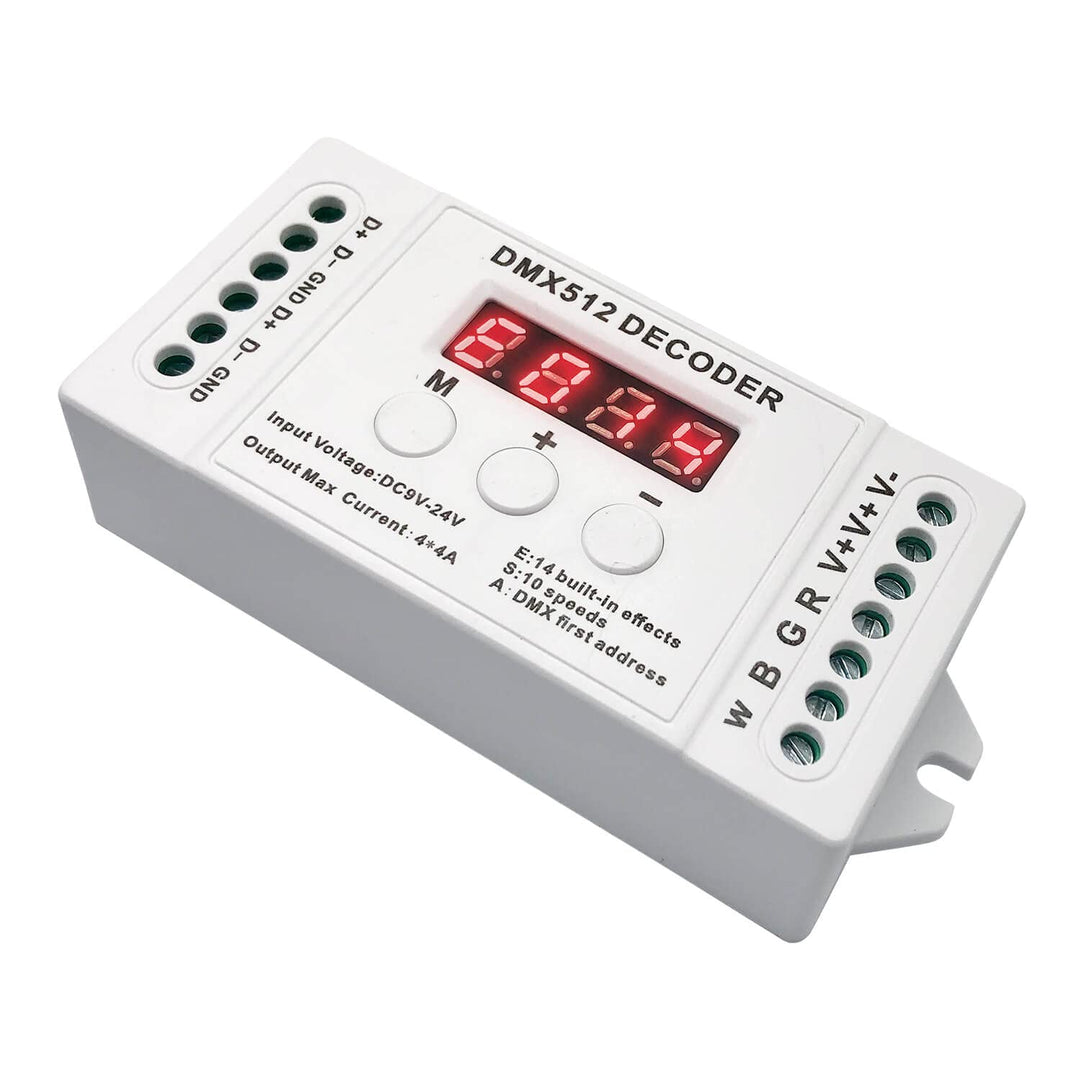 GIDEALED 4 Kanal DMX Decoder,RGBW DMX512 Decoder mit Digitalanzeige,Mini DMX512 Dimmertreiber PWM 16