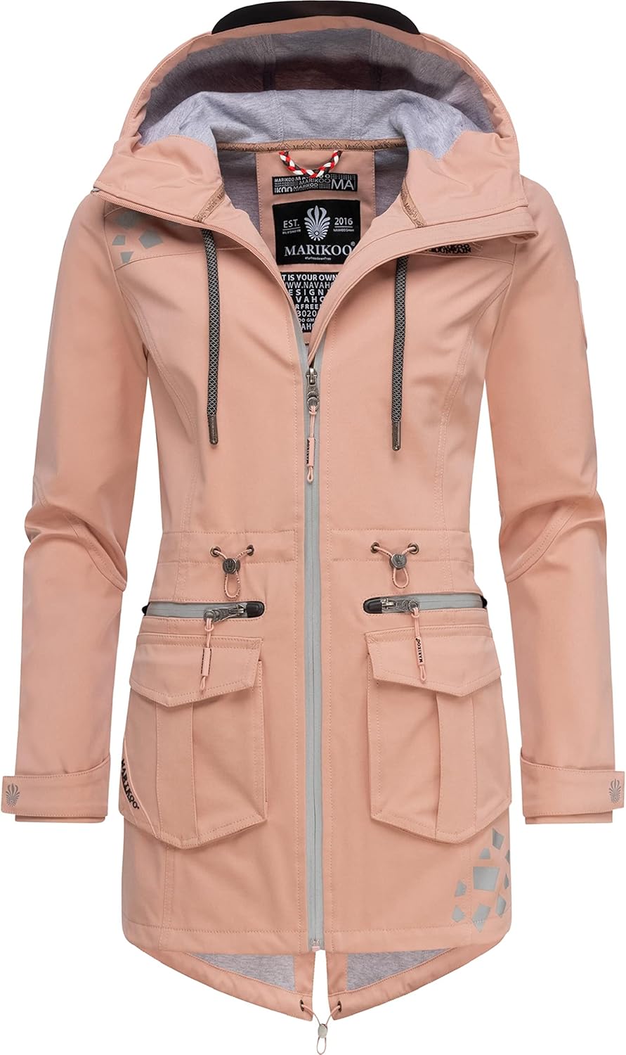MARIKOO Damen wasserdichter Softshellmantel Softshelljacke Outdoorjacke Übergangsjacke Parka Kapuze