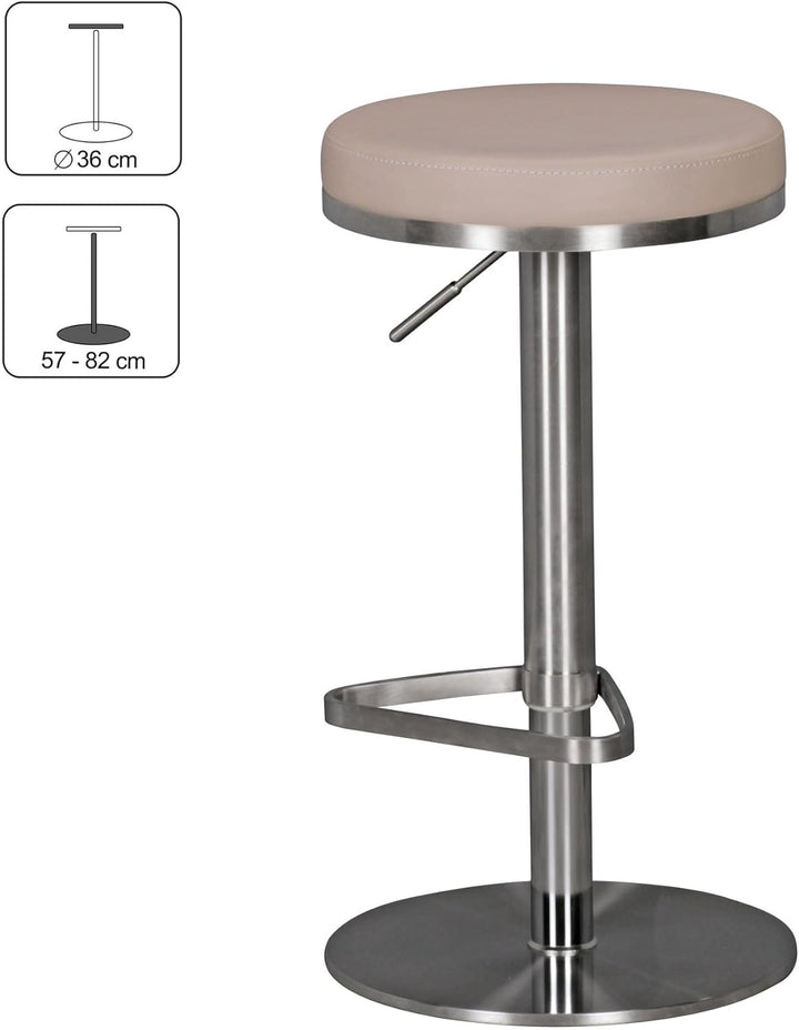 FineBuy Barhocker Edelstahl höhenverstellbare Sitzhöhe 57-82 cm, Barstuhl Modern 360° Drehbar, Trese