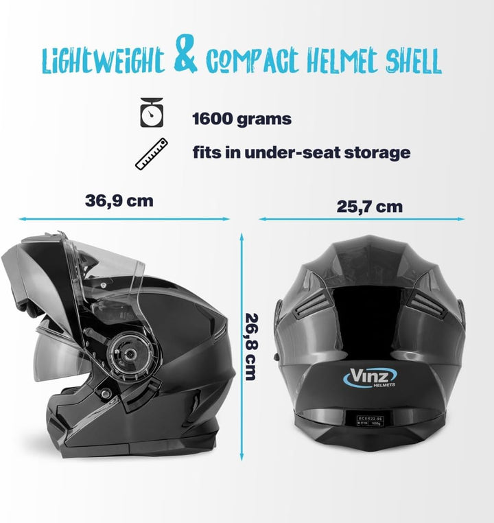 VINZ Santos Klapphelm mit Sonnenblende | ECE 22.06 & PINLOCK vorbereitet | Motorrad Helm Integralhel