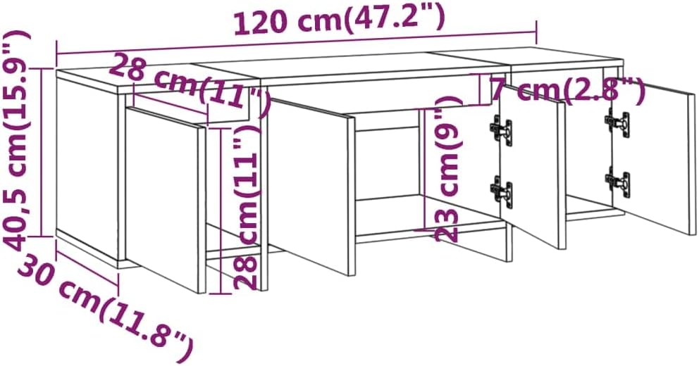 vidaXL TV Schrank mit 4 Türen Lowboard TV Möbel Tisch Board Sideboard Fernsehtisch Fernsehschrank Hi