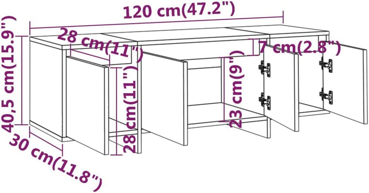 vidaXL TV Schrank mit 4 Türen Lowboard TV Möbel Tisch Board Sideboard Fernsehtisch Fernsehschrank Hi