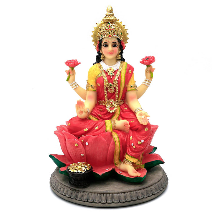 alikiki Indische Geschenk Göttin Laxmi Statue – 22,6 cm H Hindu-Idol Lakshmi Skulptur Diwali Geschen