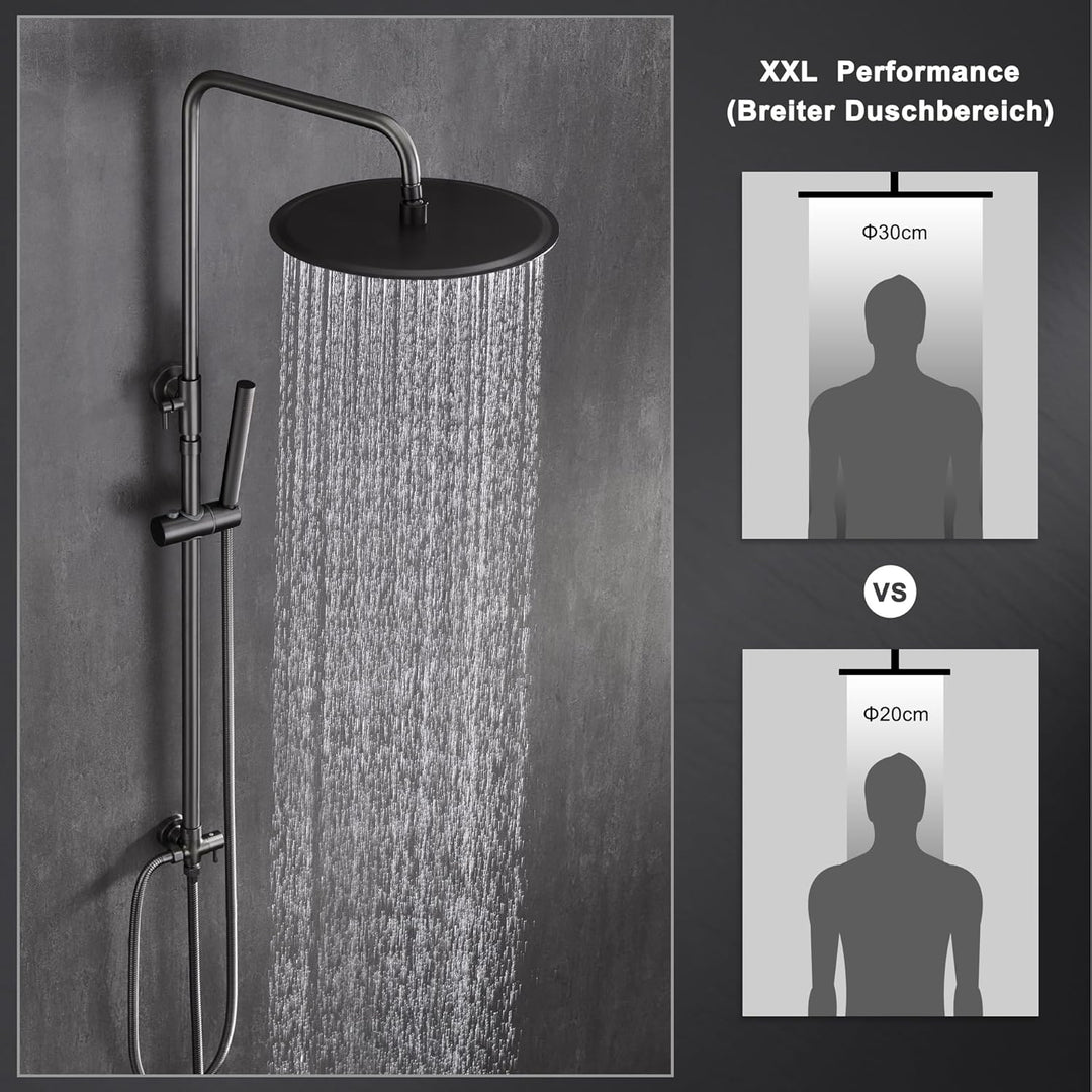 Görbach Edelstahl Duschset ohne Armatur, Regendusche Duschsystem mit Duschkopf, Duschstange, Duschsc