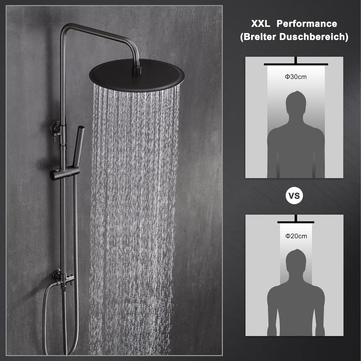 Görbach Edelstahl Duschset ohne Armatur, Regendusche Duschsystem mit Duschkopf, Duschstange, Duschsc