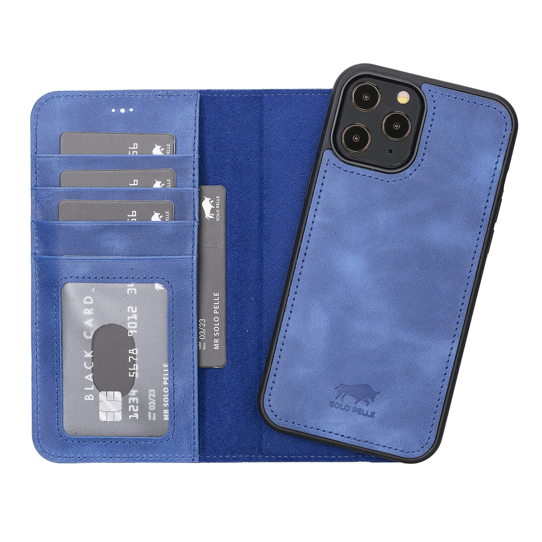 Solo Pelle Lederhülle kompatibel für iPhone 12 Pro Max in 6.7 Zoll abnehmbare Hülle (2in1) inkl. Kar