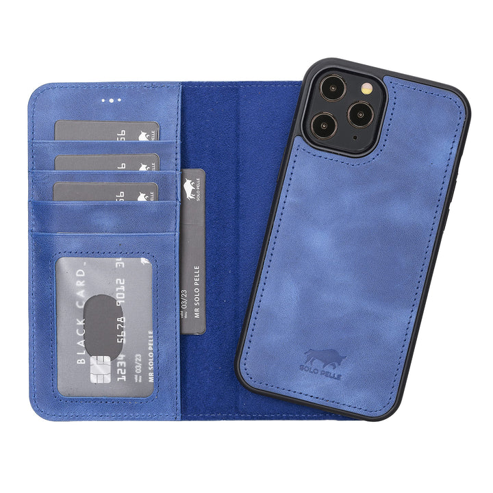 Solo Pelle Lederhülle kompatibel für iPhone 12 Pro Max in 6.7 Zoll abnehmbare Hülle (2in1) inkl. Kar