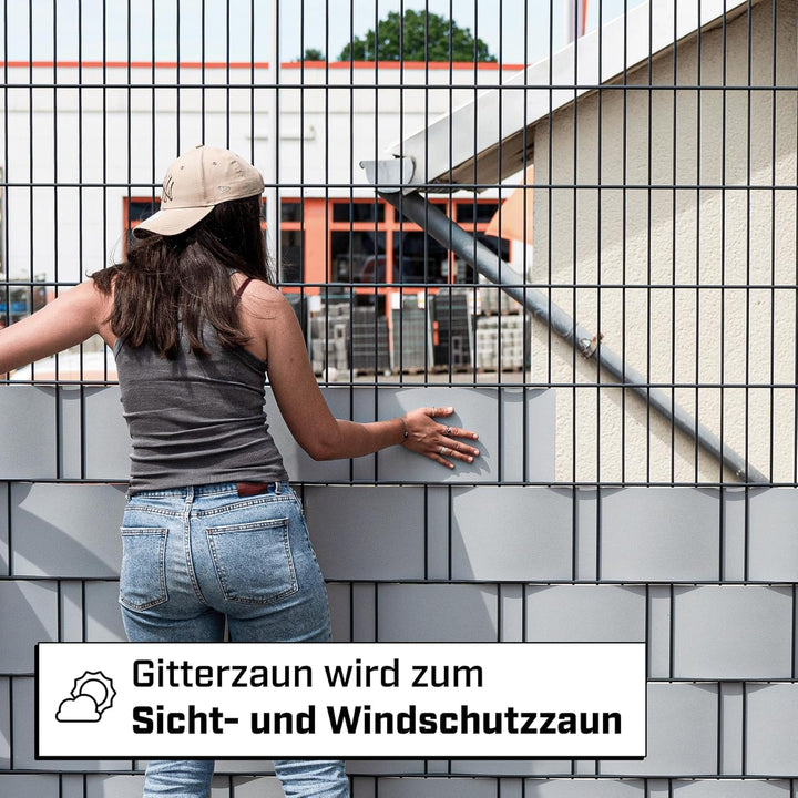 Zaunrebell - Sichtschutzstreifen aus PP - 252x19 cm für Doppelstabmattenzaun, Gittermattenzaun - Mad