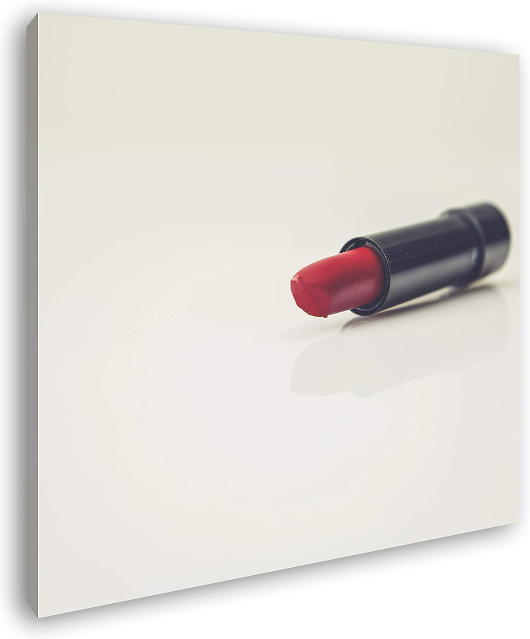 deyoli erotischer roter Lippenstift im Format: 70x70 als Leinwandbild, Motiv fertig gerahmt auf Echt
