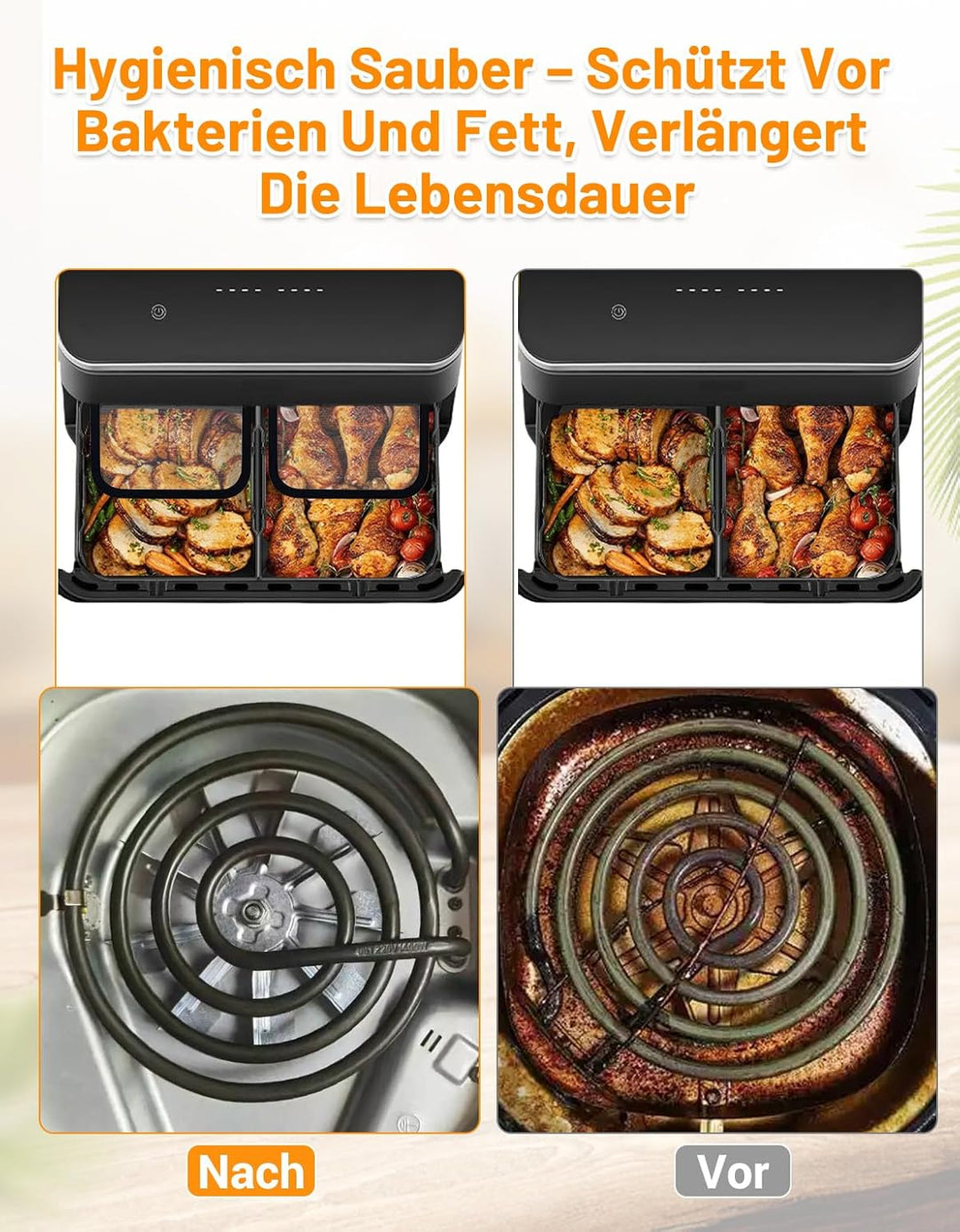 2 Stück Magnetischer Edelstahl Spritzschutz für COSORI Dual Blaze Twinfry 10L / COSORI Heissluftfrit