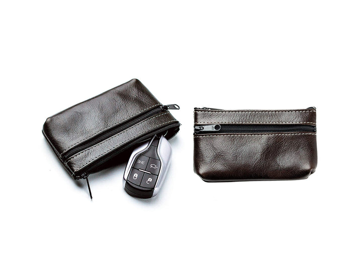 DELMON VARONE - Personalisierbares Schlüsseletui Vintage Leder Anilin braun, Schlüsseltasche mit Rei