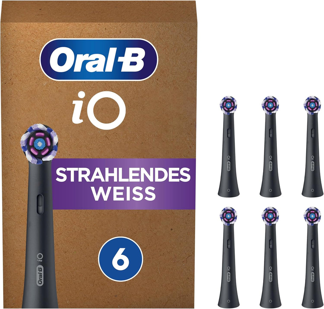 Oral-B iO Strahlendes Weiss Aufsteckbürsten für elektrische Zahnbürste, 6 Stück, aufhellende Zahnrei