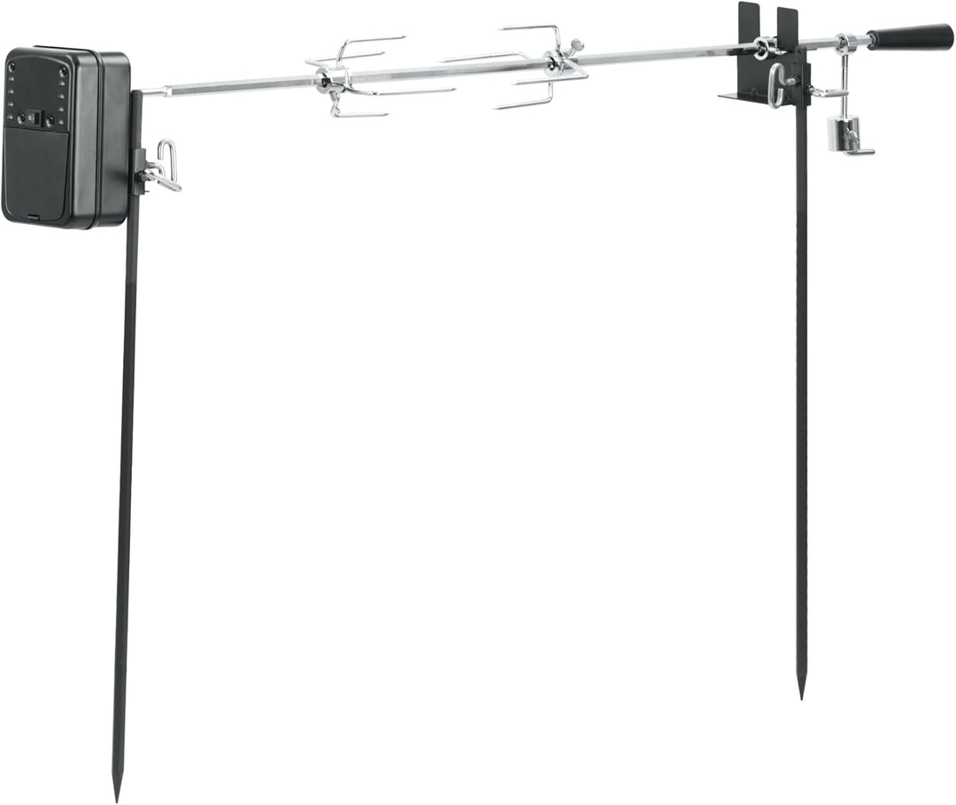 BBQ-Toro Grillspiess Set für Camping Ausflug, Lagerfeuer und mehr, 90 cm, 2 Fleischnadeln, Motor (mi