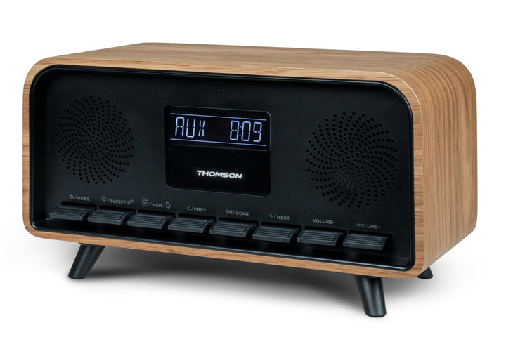 THOMSON Bluetooth-Radio, Vintage, Cosy, 30 W, FM-Radio, Dual-Alarm, Écran LCD, USB-C-Ladegerät, Alim