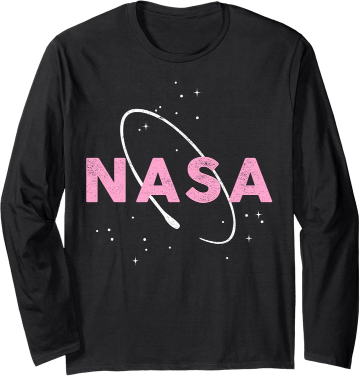 NASA Pink Logo With White Space Ring Langarmshirt
