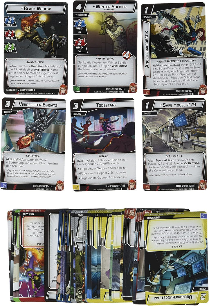 Fantasy Flight Games, Marvel Champions: LCG – Black Widow, Helden-Erweiterung, Expertenspiel, Karten
