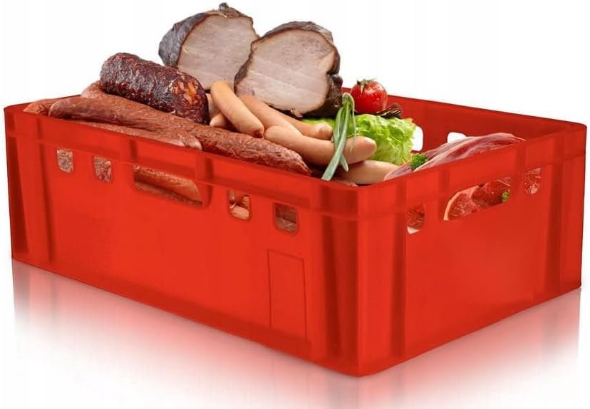 BirnePower Fleischerkiste E2 Schwarz (10 Stück) – Eurokiste 60x40x20 cm Stapelbox, Metzgerkiste HDPE