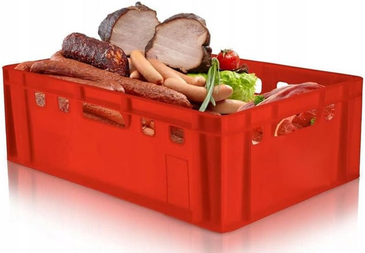 BirnePower Fleischerkiste E2 Schwarz (10 Stück) – Eurokiste 60x40x20 cm Stapelbox, Metzgerkiste HDPE