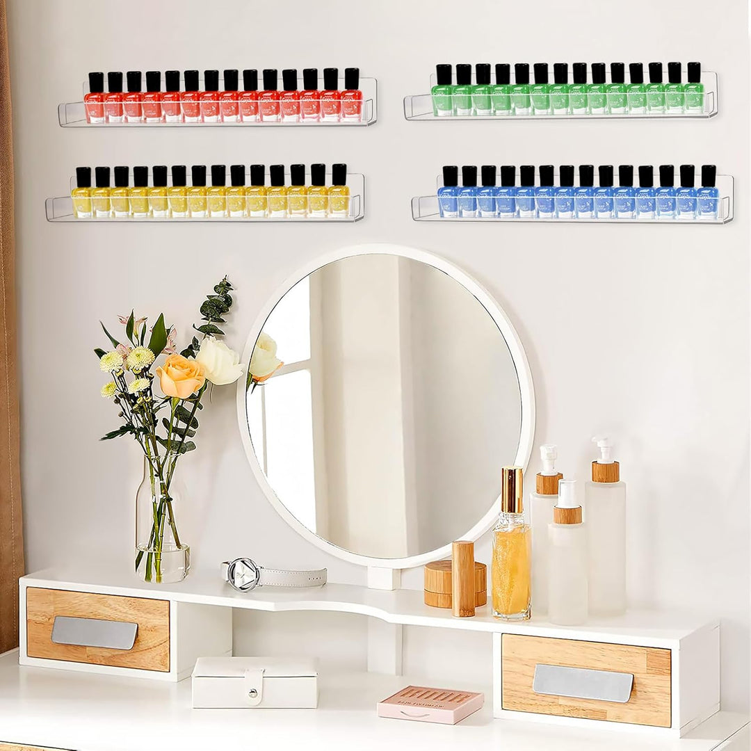 6 Stück Nagellack Organizer Wandregal aus Acryl, Paint Rack Wandmontage Kosmetik Display mit Anti-Ru