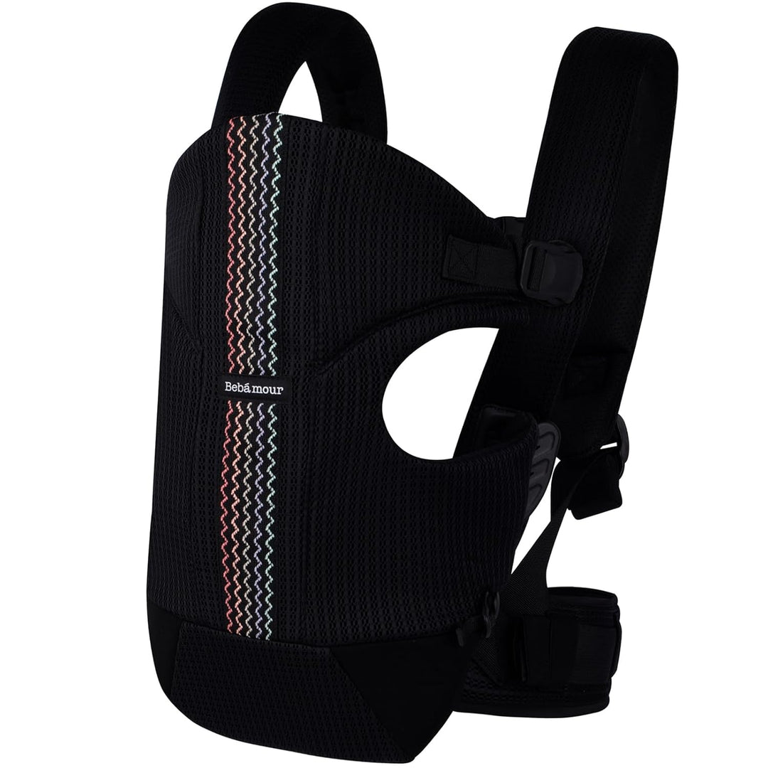 Bebamour Babytrage Vorder und Rückentrage mit 2 Schulterlätzchen,Black Pro, Black Pro