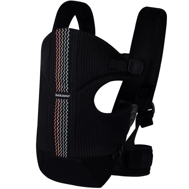 Bebamour Babytrage Vorder und Rückentrage mit 2 Schulterlätzchen,Black Pro, Black Pro